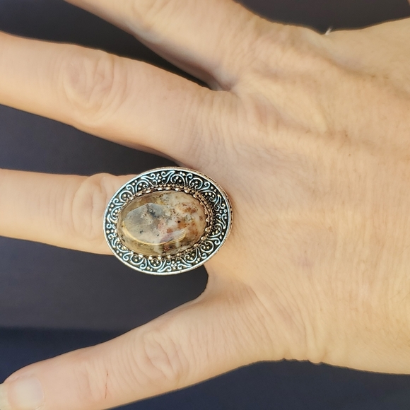 New Dendritic Opal 925 Silver Statement Ring. - Picture 9 of 16